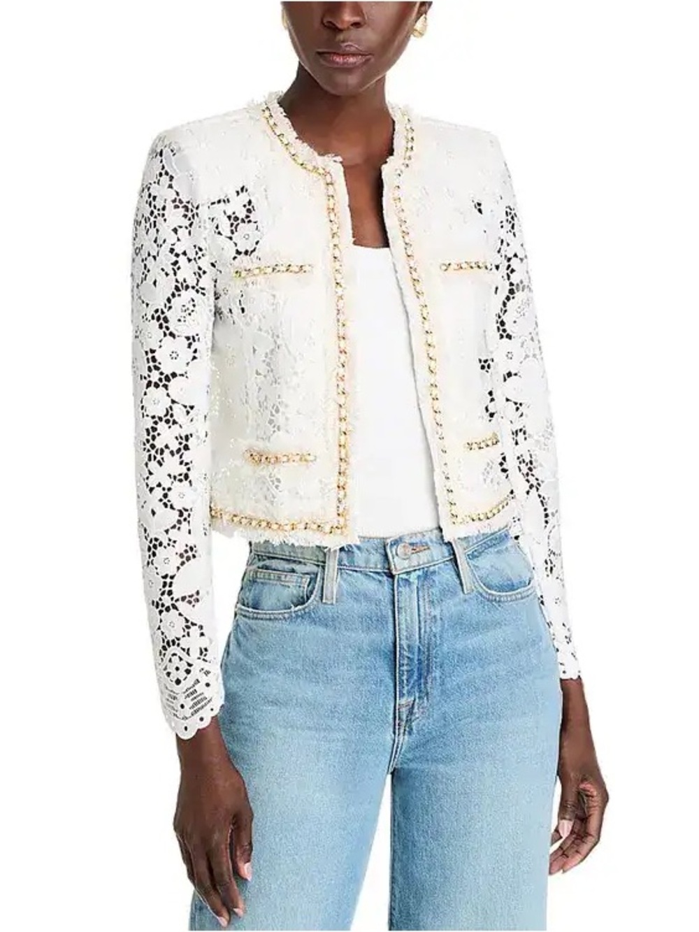 Generation Love Serena Lace Gold Chain Trim Blazer Sz M MSRP $435 NWT